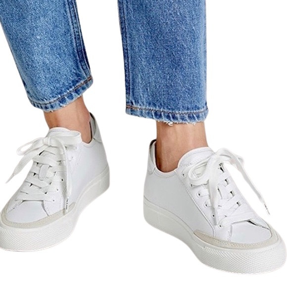 rag & bone Shoes - RAG & BONE RB Army Low-Top White Leather Sneakers w/ Suede Trim